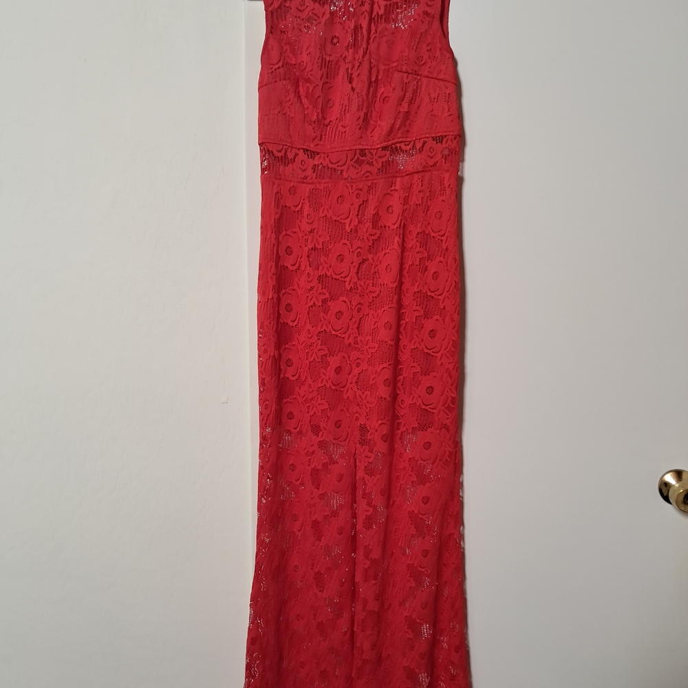 Chic Red Lace Dress by Maniju